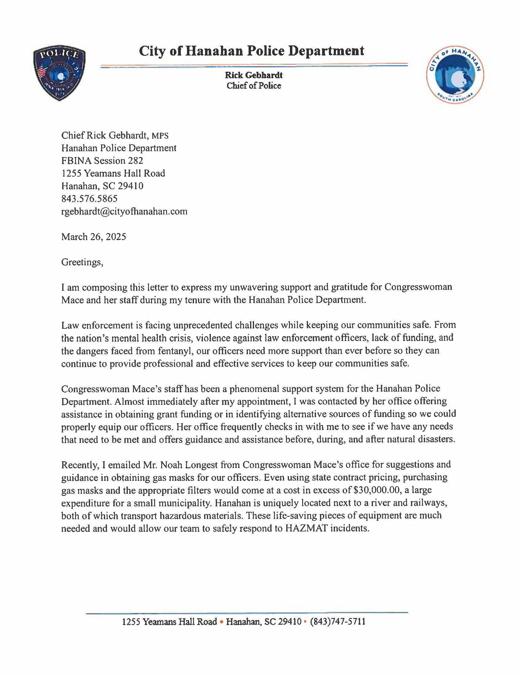 Letter of Support Page 1