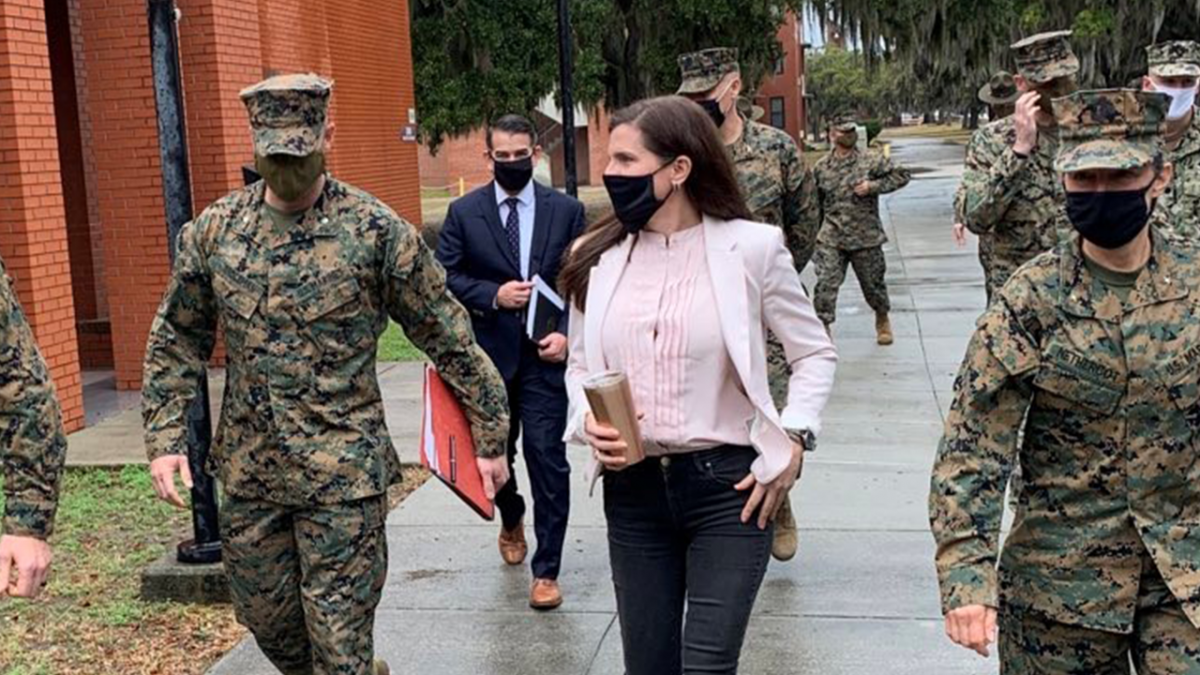 Rep. Nancy Mace touring the training facilities on Parris Island