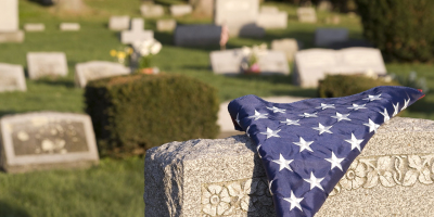 Flag on tombstone