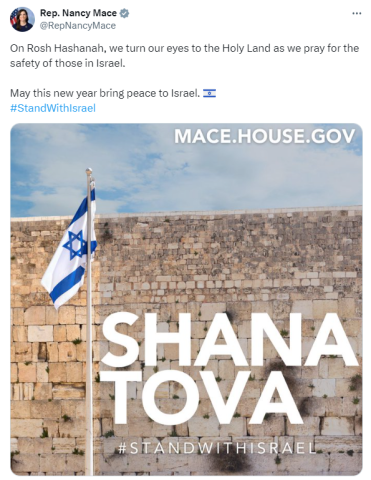 SHANA TOVA Post for Congresswoman Nancy Mace Rep.