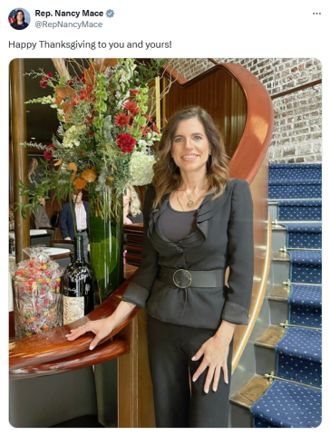 Congresswoman Nancy Mace Thanksgiving 2024