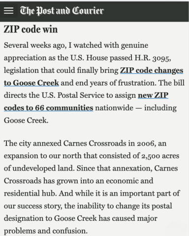 goose creek op-ed