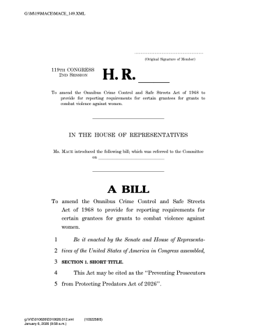 preventing prosecutors bill