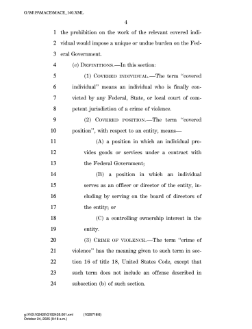 No Violent Criminals in the Federal Workforce Act