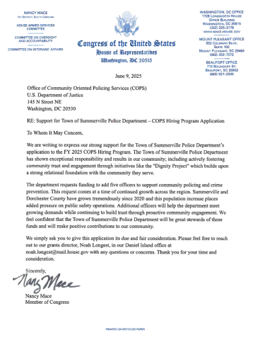 Summerville cops letter