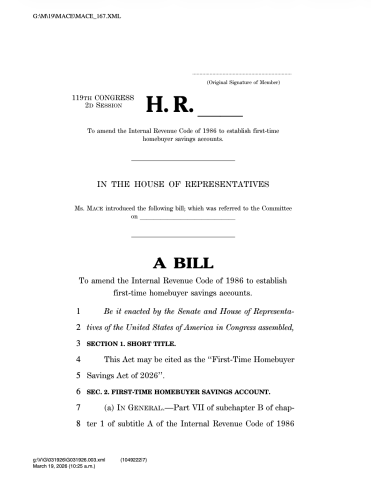 first time homebuyer bill