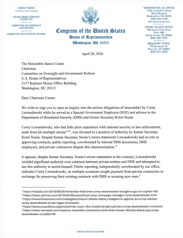 COREY DHS LETTER