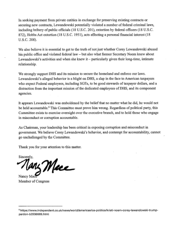 COREY DHS LETTER