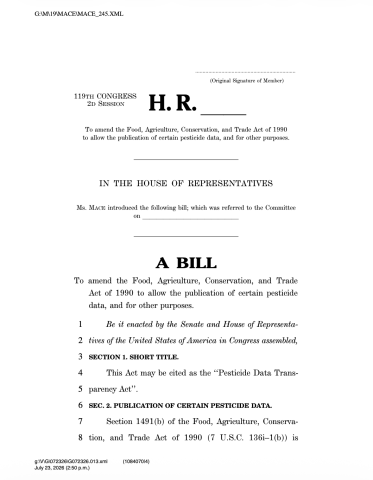 pesticide data bill