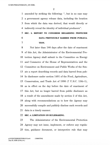 pesticide data bill