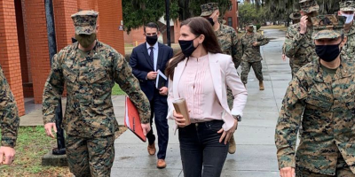 Rep. Nancy Mace touring the training facilities on Parris Island